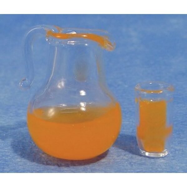 Orange Juice Jug & Drinks Glasses 1/12th scale dolls house accessory. perfect for your dolls house kitchen, diner or picnic scene!