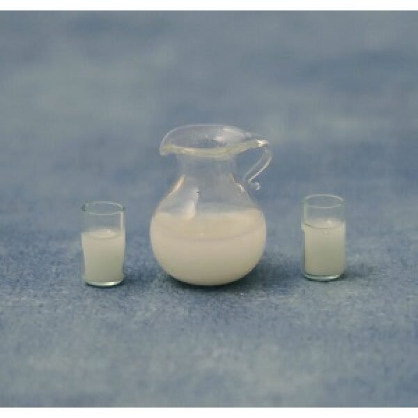 milk Jug & Drinks Glasses 1/12th scale dolls house accessory