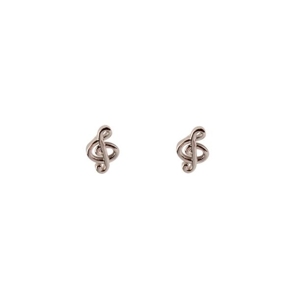 925 Sterling Silver Treble Clef Music Note Stud Earrings For Women, Made In USA